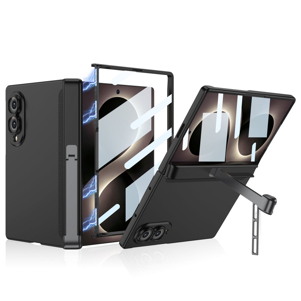 Premium Hinge Case with Integrated Tempered Glass & Hidden Dual-Position Kickstand For Galaxy Z Fold8 Wide Ultra