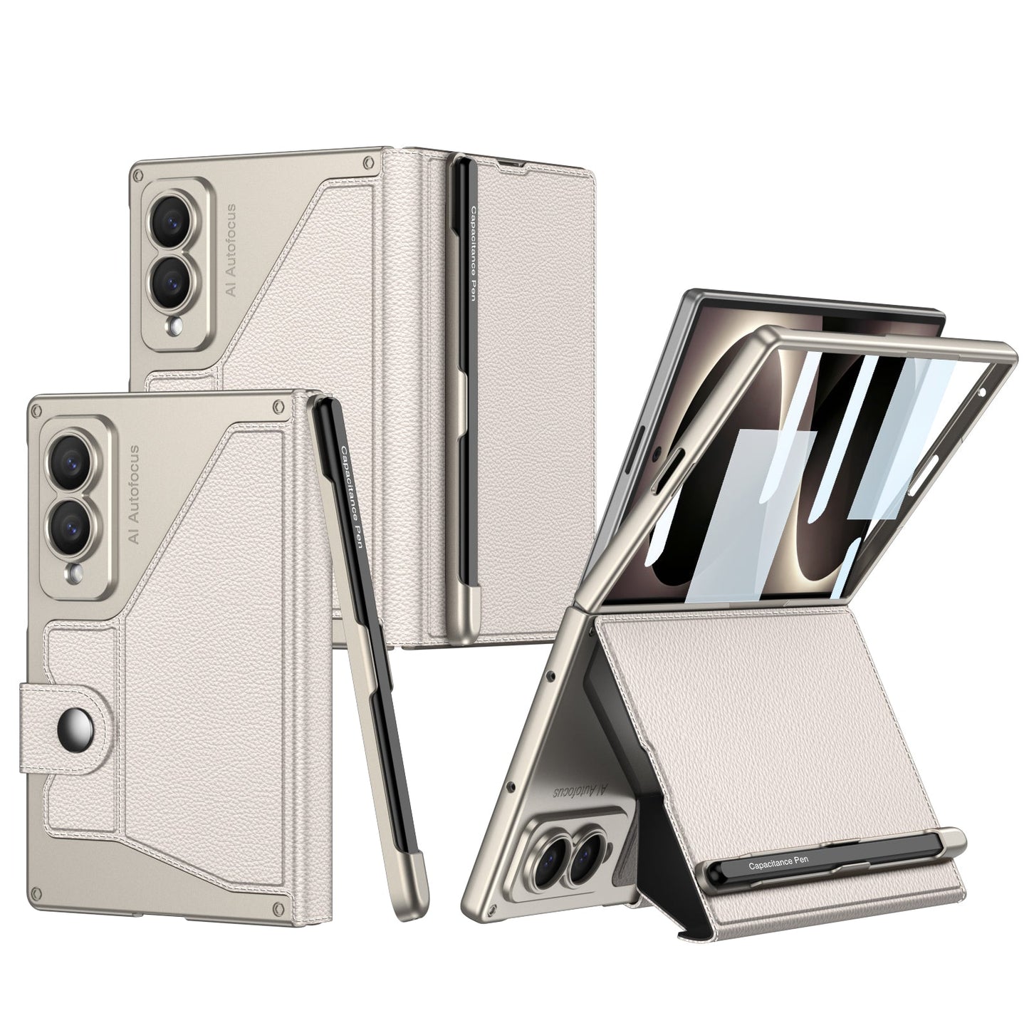 Luxurious Suede Phone Cover With Screen Protector & Pen-slot & Stylus For Galaxy Z Fold8 Wide Ultra