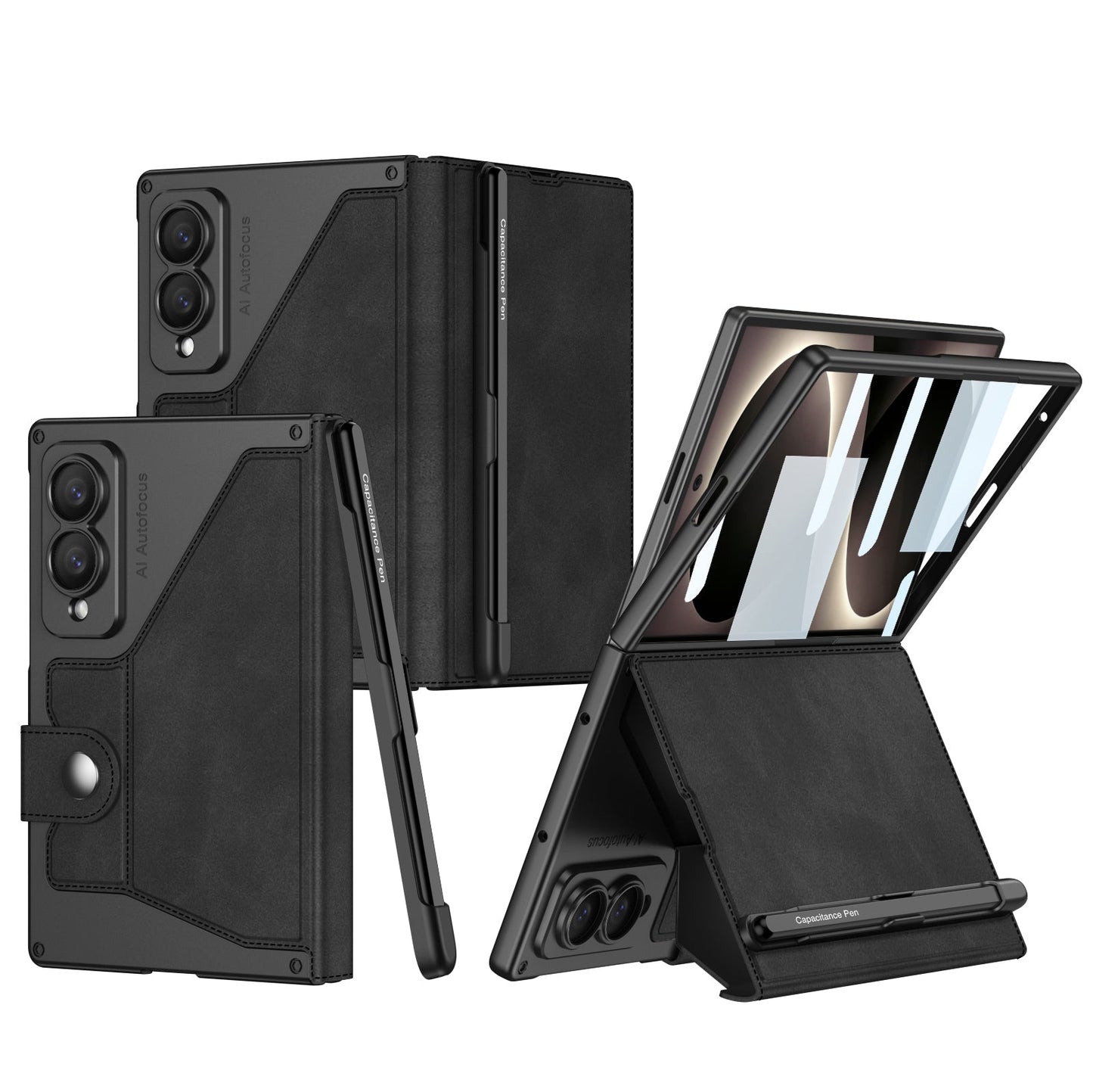 Luxurious Suede Phone Cover With Screen Protector & Pen-slot & Stylus For Galaxy Z Fold8 Wide Ultra