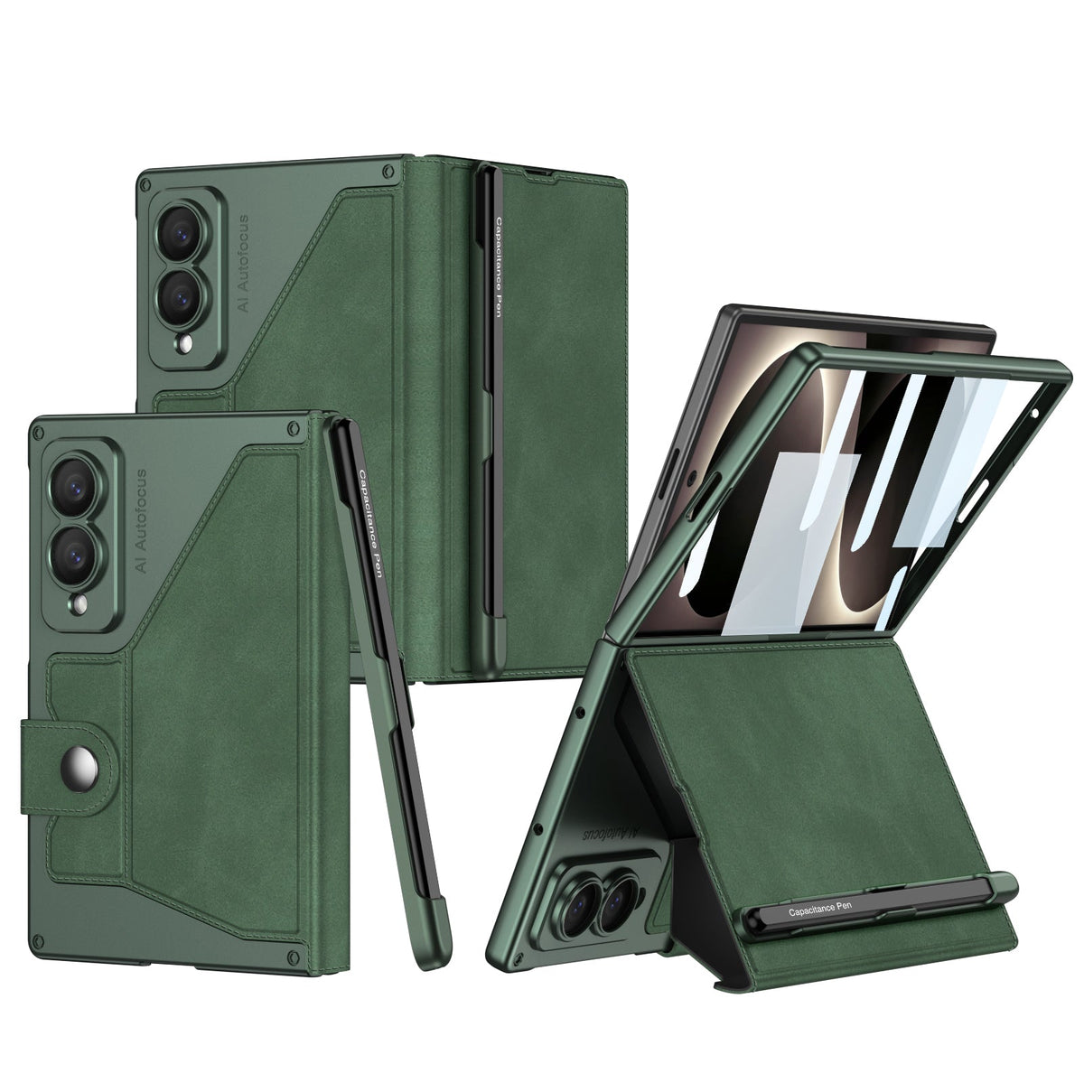 Luxurious Suede Phone Cover With Screen Protector & Pen-slot & Stylus For Galaxy Z Fold8 Wide Ultra