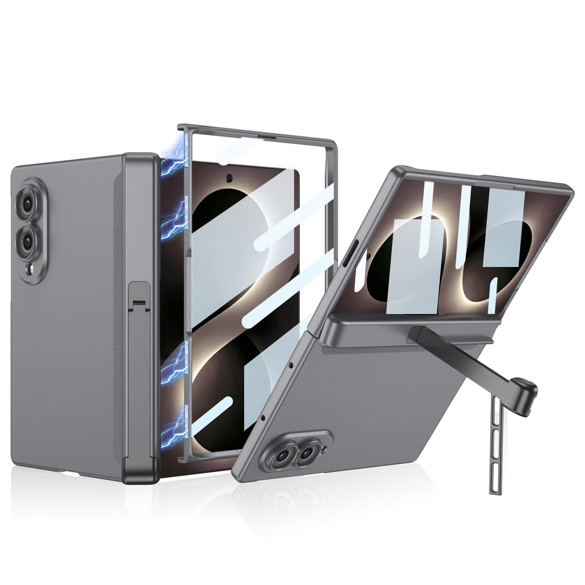 Premium Hinge Case with Integrated Tempered Glass & Hidden Dual-Position Kickstand For Galaxy Z Fold8 Wide Ultra