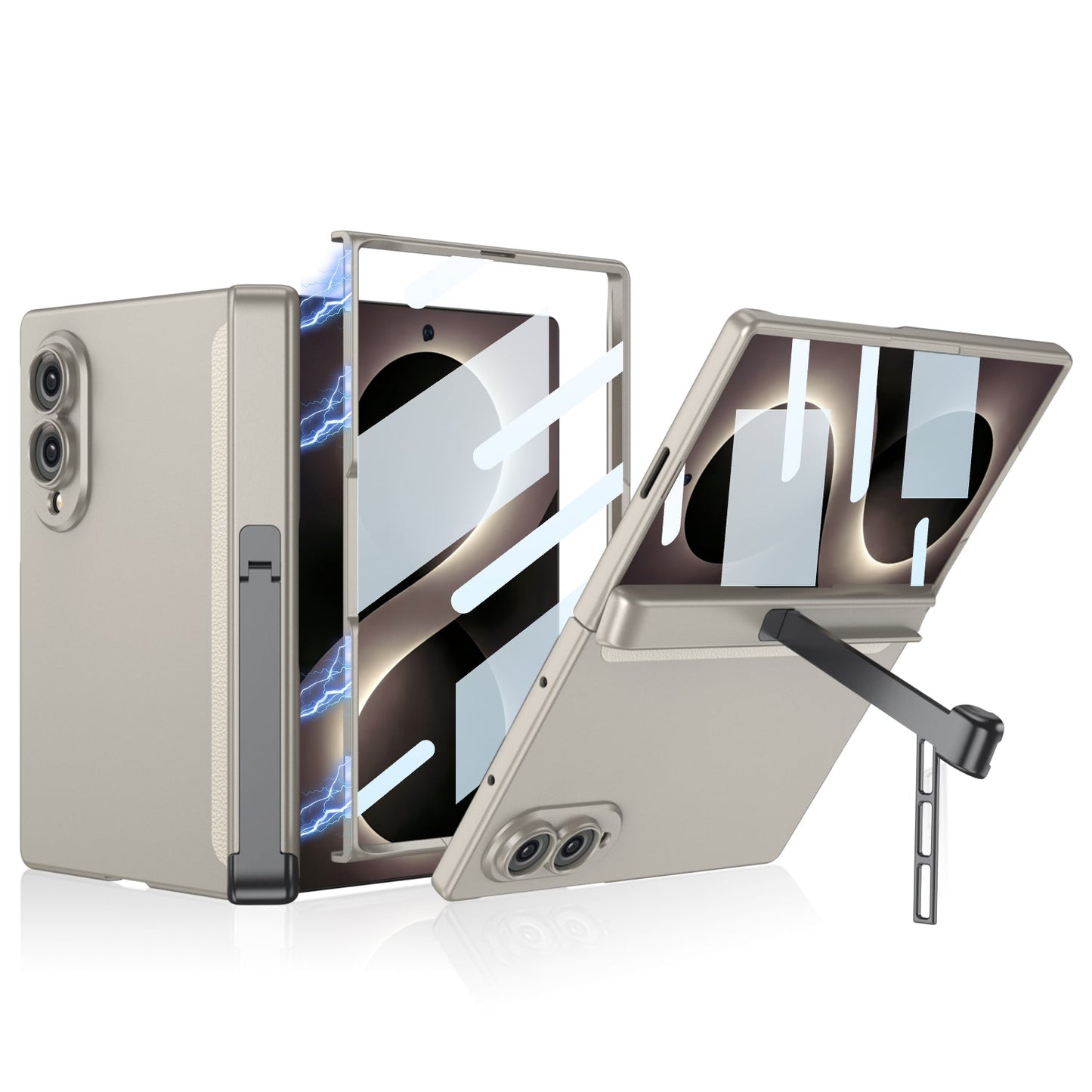 Premium Hinge Case with Integrated Tempered Glass & Hidden Dual-Position Kickstand For Galaxy Z Fold8 Wide Ultra