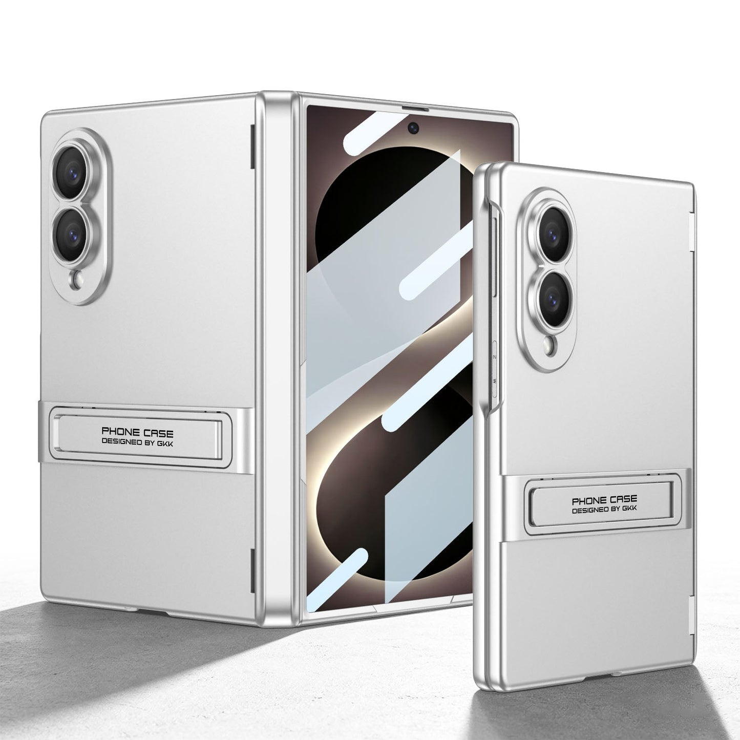 Business-style Bracket Magnetic Hinge Phone Case With Back Screen Film For Galaxy Z Fold8 Ultra Wide