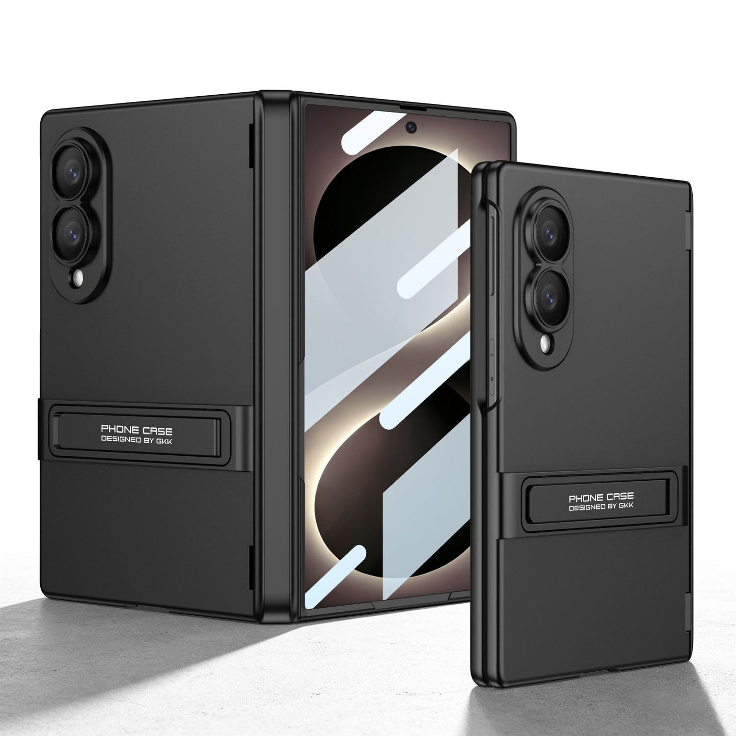Business-style Bracket Magnetic Hinge Phone Case With Back Screen Film For Galaxy Z Fold8 Ultra Wide