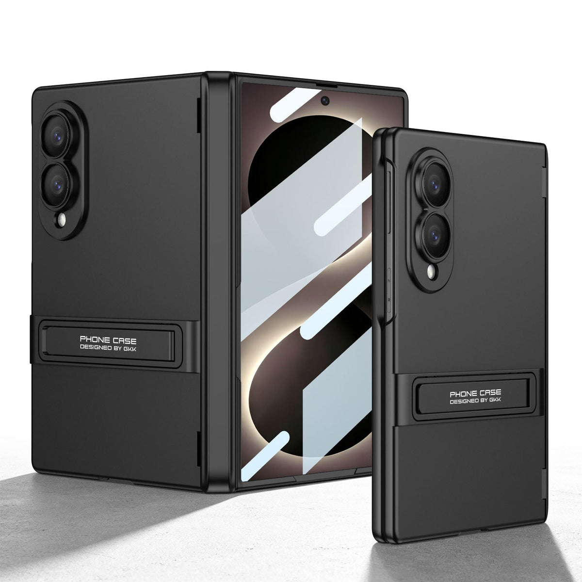 Business-style Bracket Magnetic Hinge Phone Case With Back Screen Film For Galaxy Z Fold8 Ultra Wide