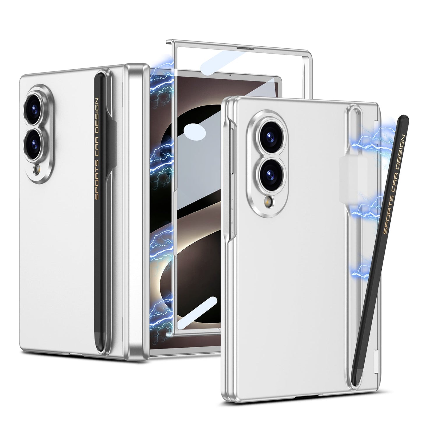 Magnetic Hinge Protective Phone Case With Pen-slot & Stylus & Screen Glass Flim For Galaxy Z Fold8 Wide Ultra
