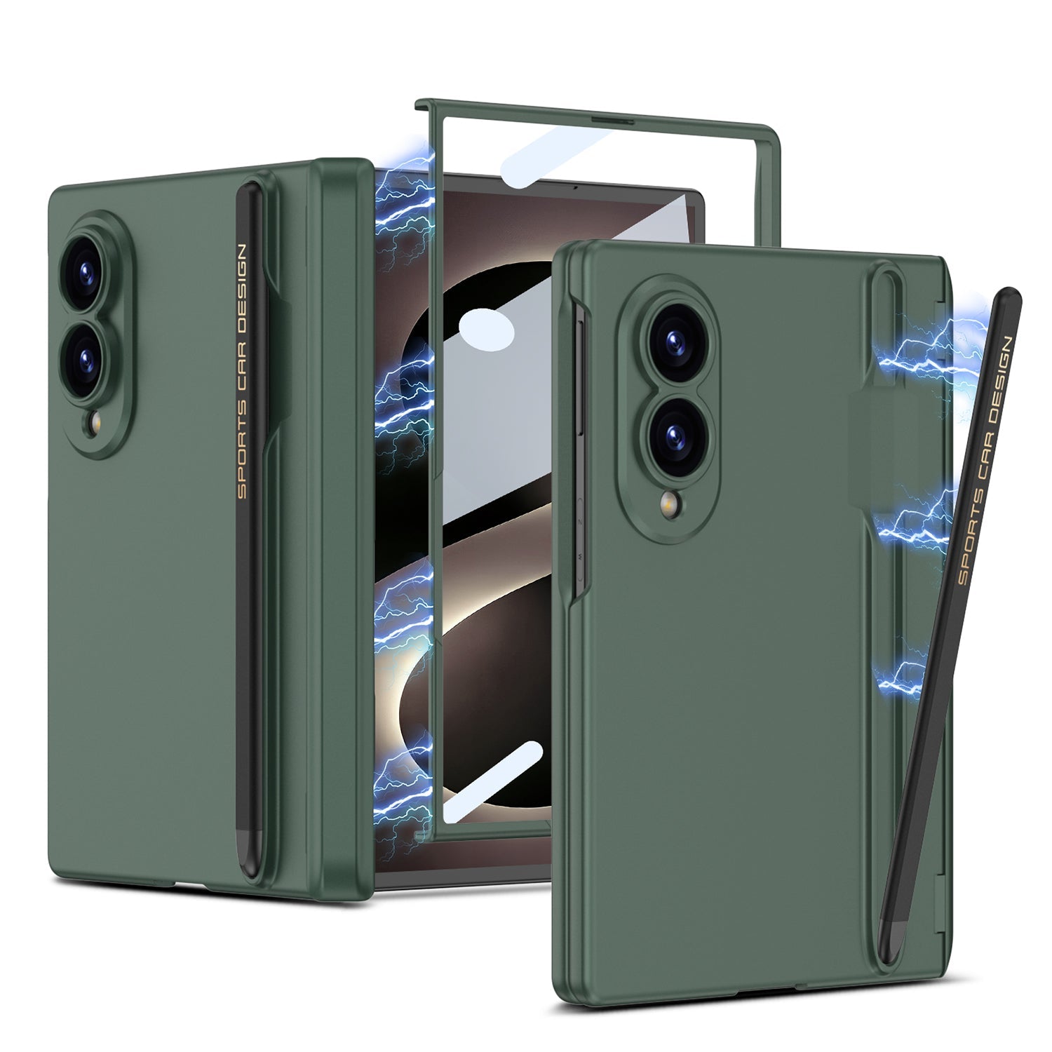 Magnetic Hinge Protective Phone Case With Pen-slot & Stylus & Screen Glass Flim For Galaxy Z Fold8 Wide Ultra