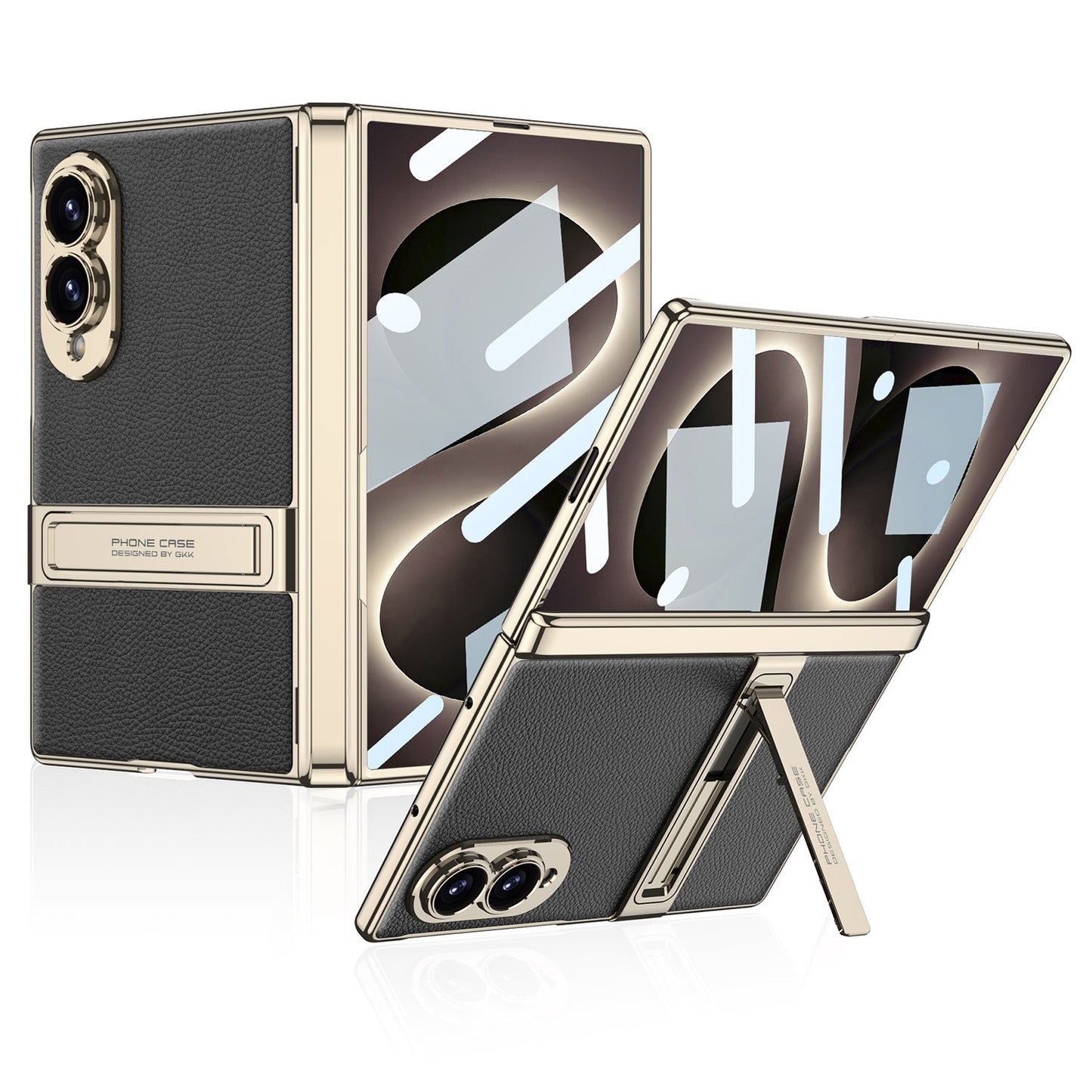 Golden Electroplated Leather Shockproof Phone Cover For Galaxy Z Fold8 Ultra Wide