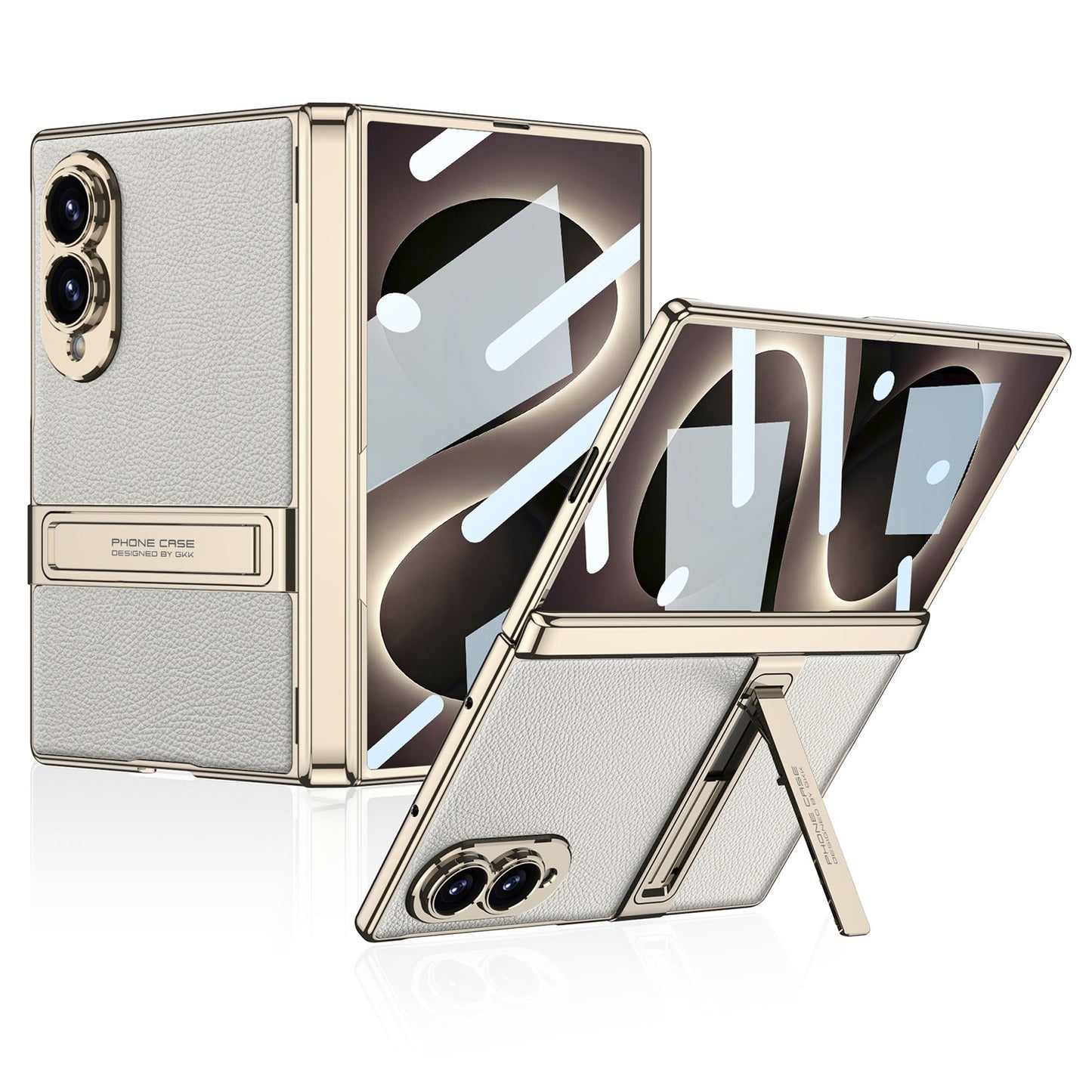 Golden Electroplated Leather Shockproof Phone Cover For Galaxy Z Fold8 Ultra Wide