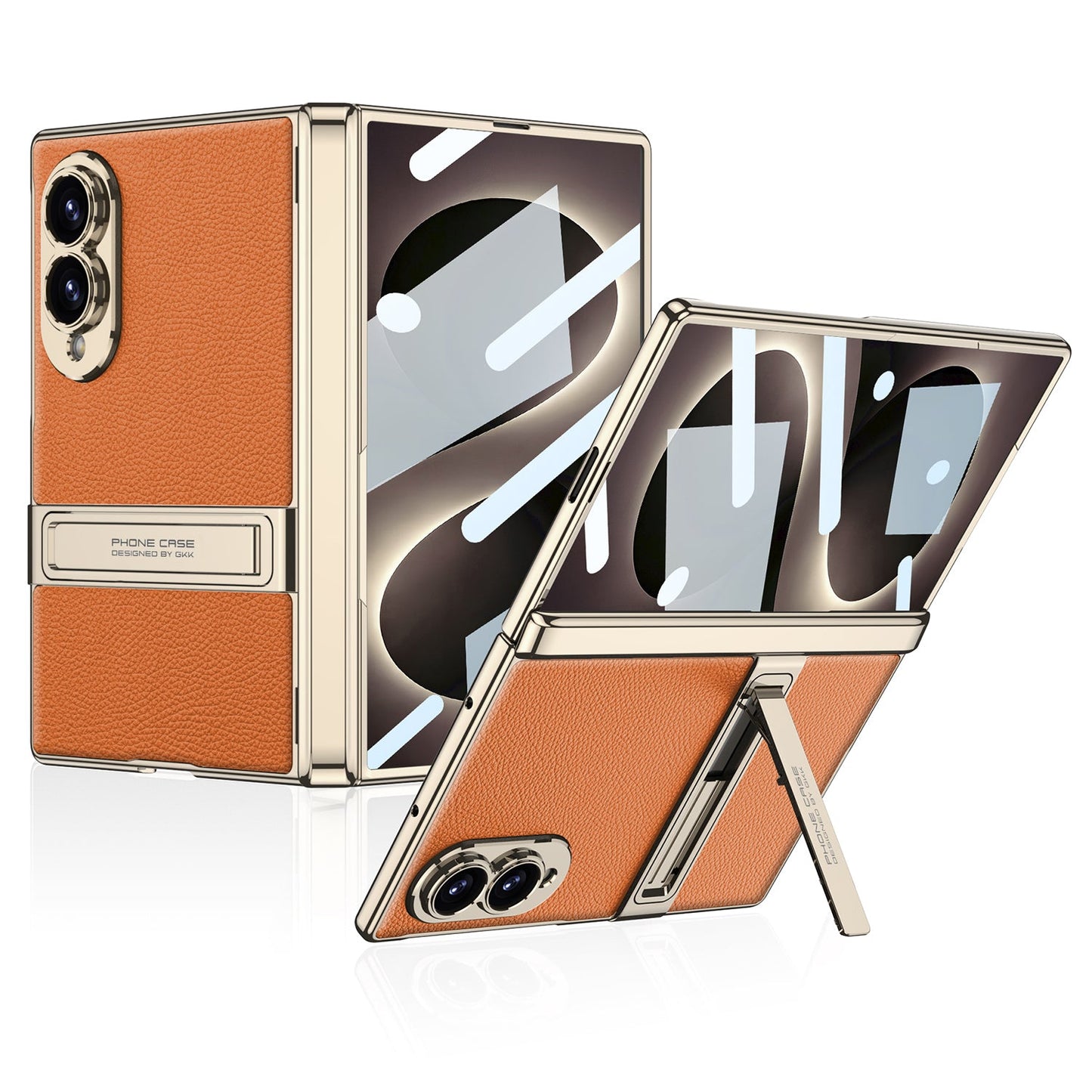Golden Electroplated Leather Shockproof Phone Cover For Galaxy Z Fold8 Ultra Wide