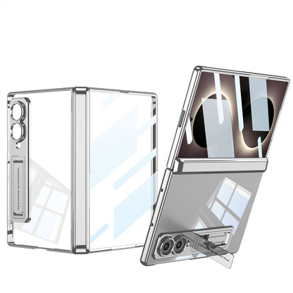 Magnetic Hinge Protective Clear Phone Case with Built-In Tempered Glass & Bracket For Galaxy Z Fold8 Wide Ultra