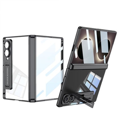 Magnetic Hinge Protective Clear Phone Case with Built-In Tempered Glass & Bracket For Galaxy Z Fold8 Wide Ultra