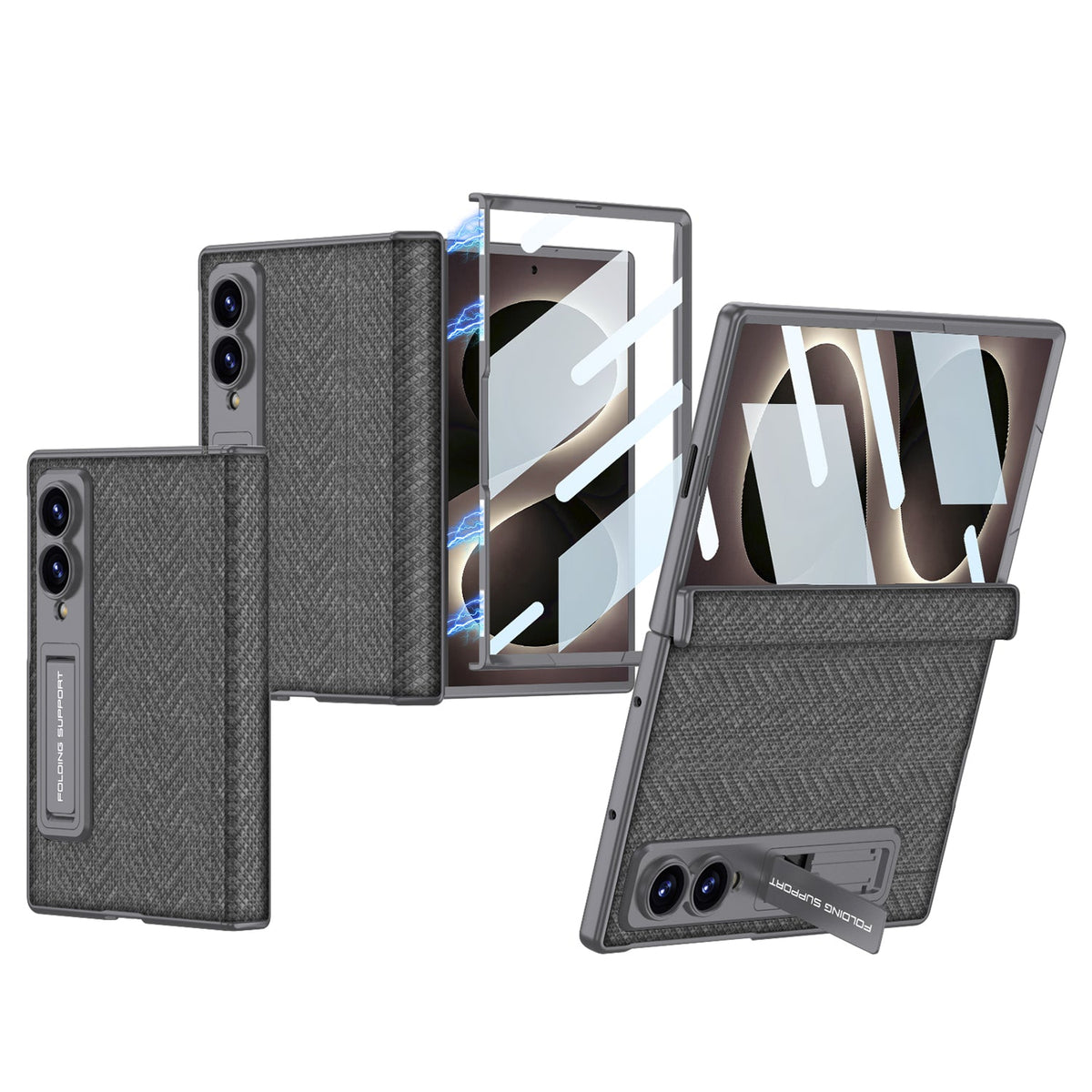 Luxurious Leather Phone Case with Built-In Tempered Glass & Bracket For Galaxy Z Fold8 Wide Ultra