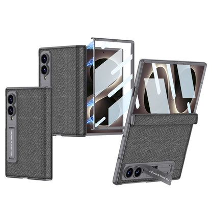 Luxurious Leather Phone Case with Built-In Tempered Glass & Bracket For Galaxy Z Fold8 Wide Ultra
