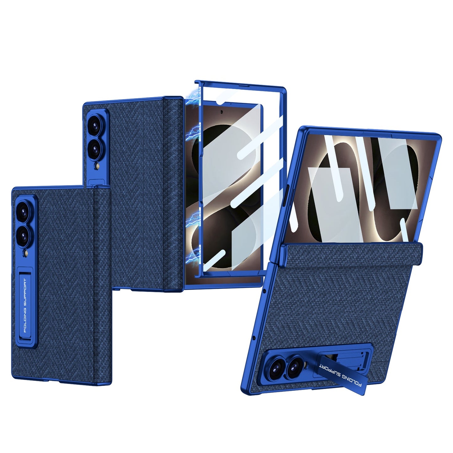 Luxurious Leather Phone Case with Built-In Tempered Glass & Bracket For Galaxy Z Fold8 Wide Ultra