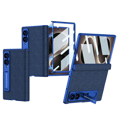 Luxurious Leather Phone Case with Built-In Tempered Glass & Bracket For Galaxy Z Fold8 Wide Ultra