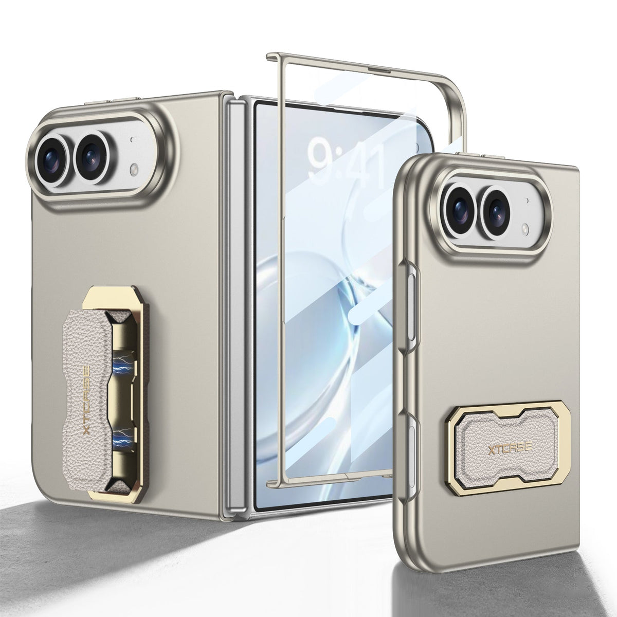 iPhone Duo | Slim Full‑Coverage Phone Case Built-in Tempered Glass Film & Magnetic Finger‑Ring Grip