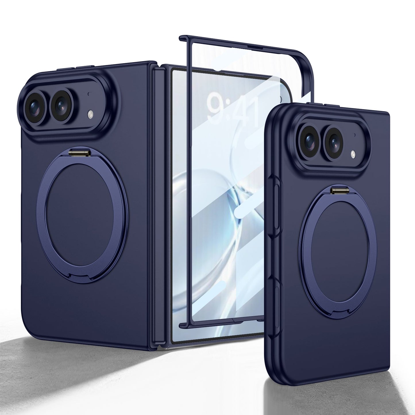 iPhone Ultra | Slim Full‑Coverage Phone Case Built-in Tempered Glass Film & 360° Rotatable Magnetic Ring Kickstand