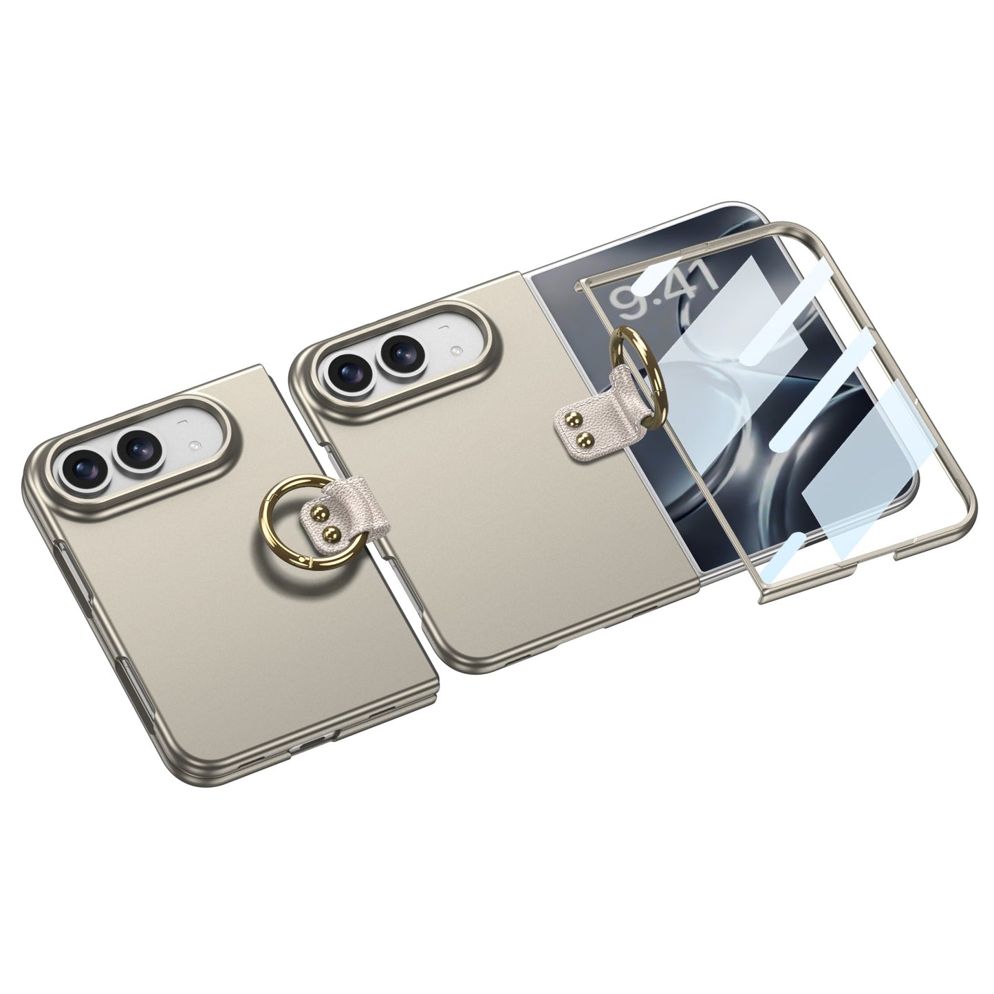 iPhone Ultra | Slim Full‑Coverage Phone Case Built-in Tempered Glass Film & Side Clip‑Style Finger Ring Grip