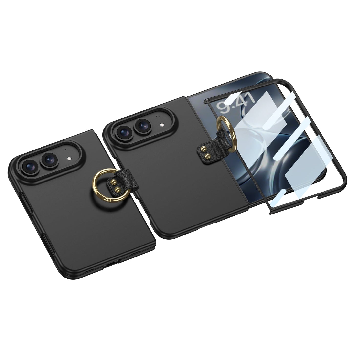 iPhone Ultra | Slim Full‑Coverage Phone Case Built-in Tempered Glass Film & Side Clip‑Style Finger Ring Grip