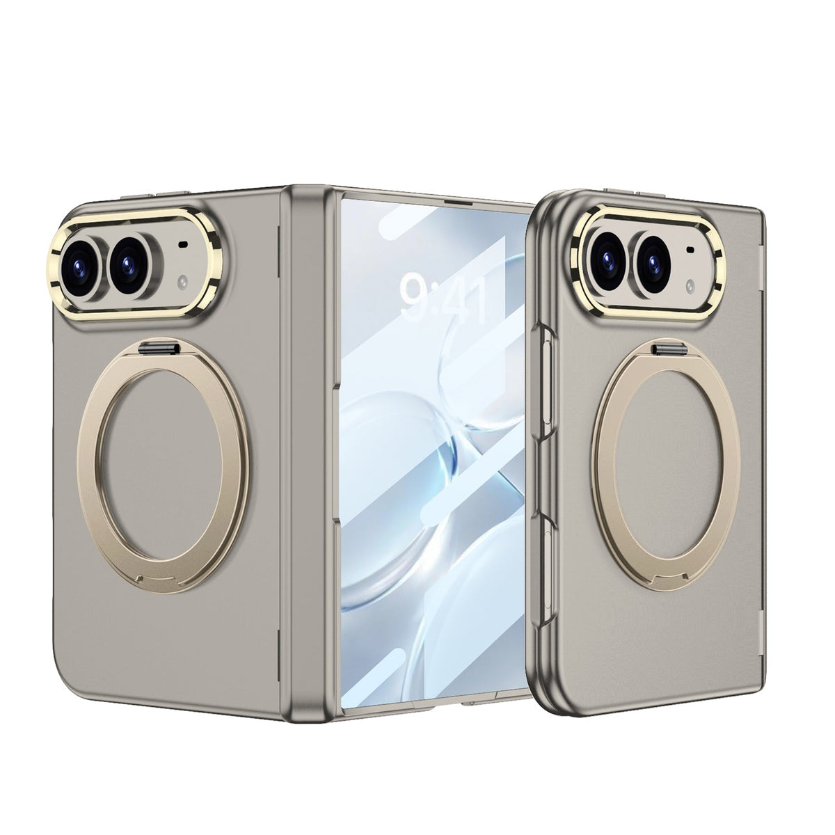 iPhone Duo - Magnetic Hinge Protection Fashion Cover Built-in Tempered Glass Film & Magnetic Kickstand