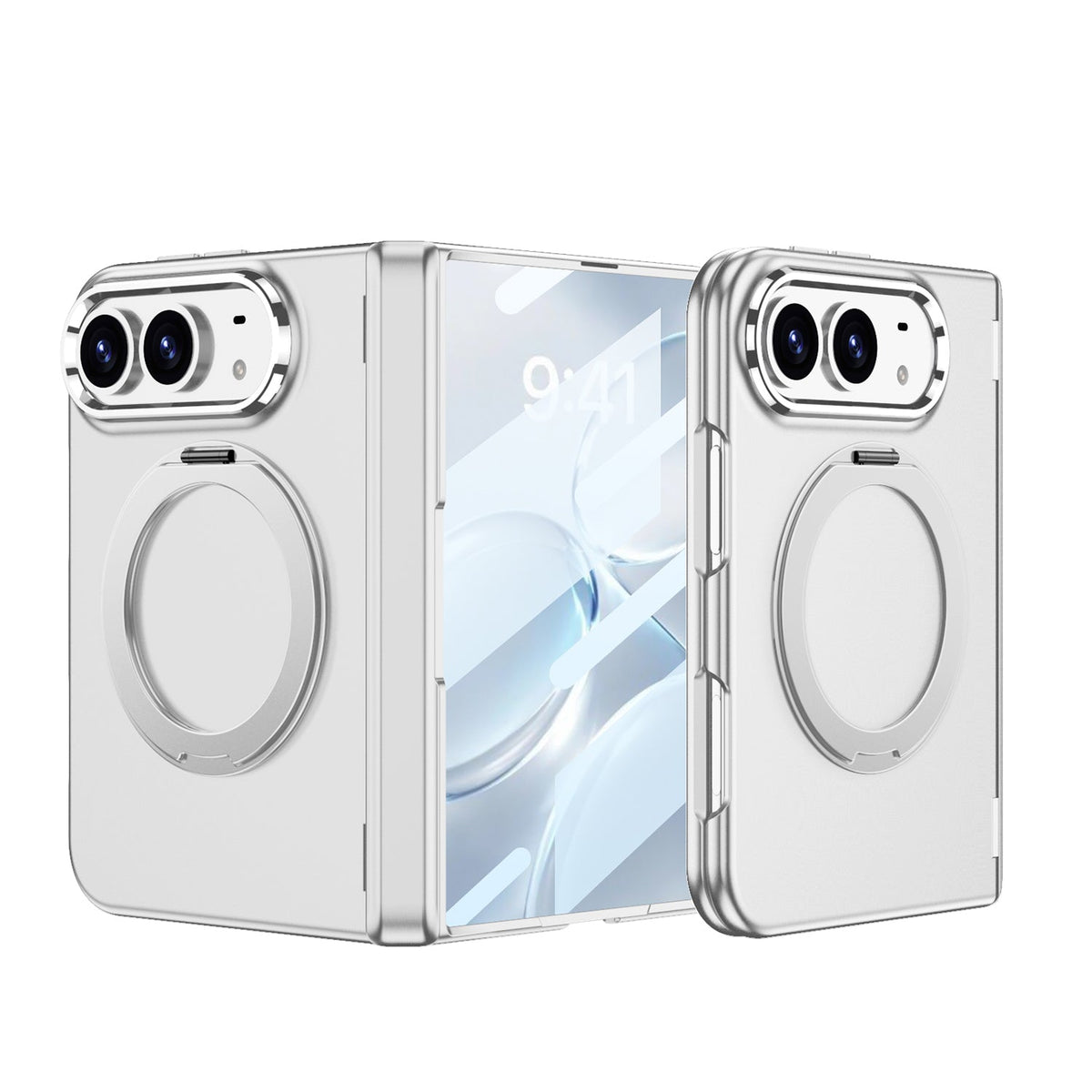 iPhone Duo - Magnetic Hinge Protection Fashion Cover Built-in Tempered Glass Film & Magnetic Kickstand