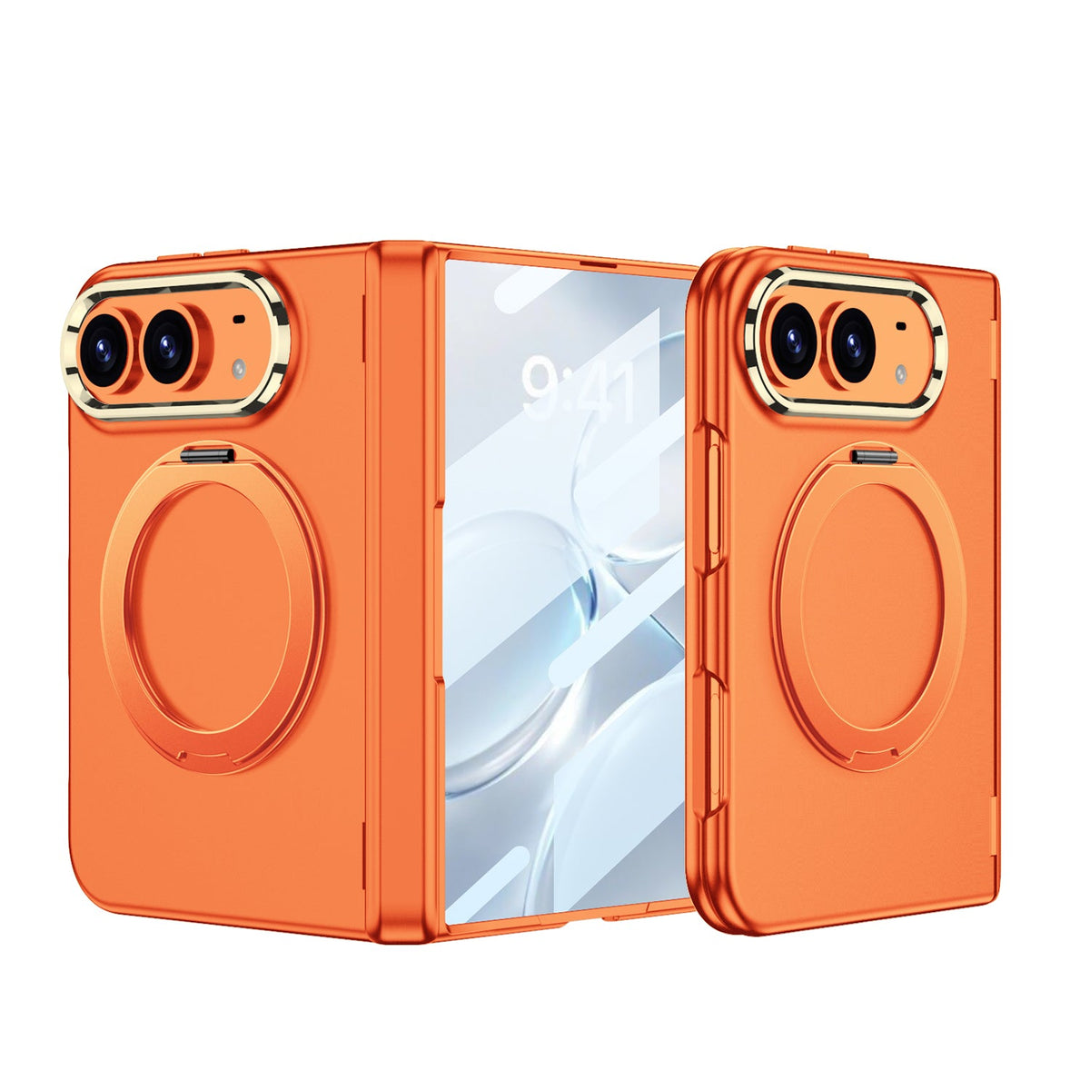 iPhone Duo - Magnetic Hinge Protection Fashion Cover Built-in Tempered Glass Film & Magnetic Kickstand