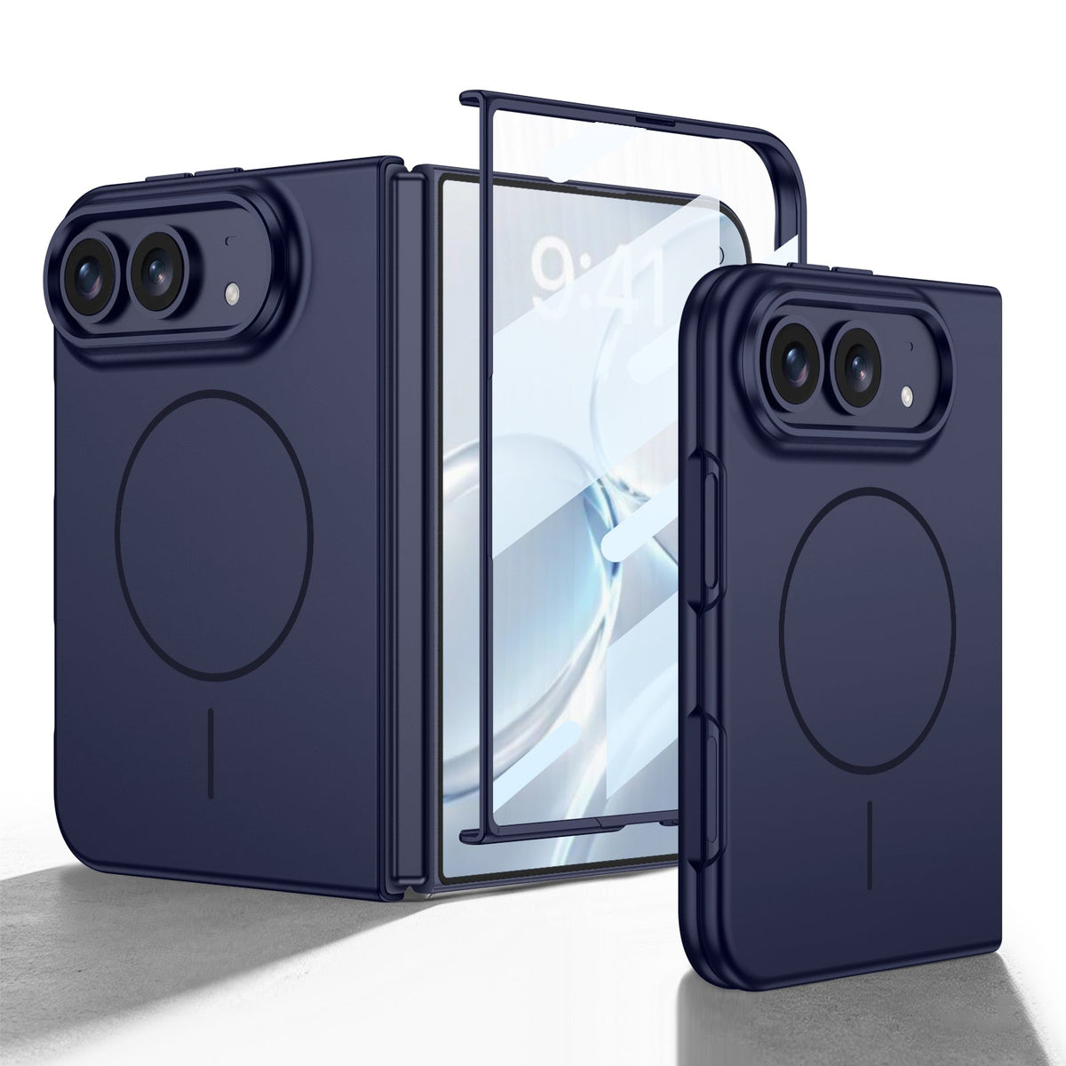 iPhone Duo | Slim Full‑Coverage Phone Case Built-in Tempered Glass Film & Magnetic Ring