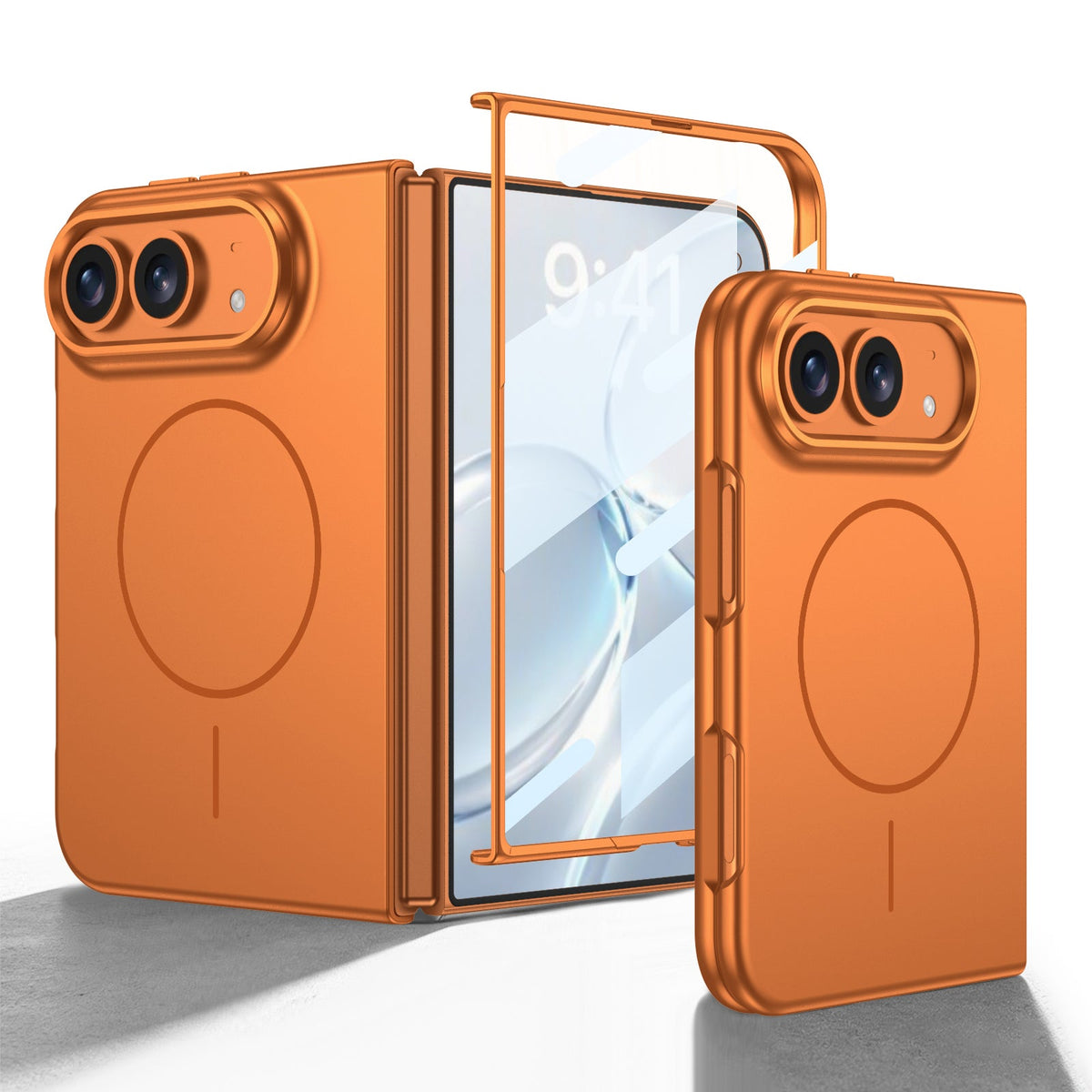 iPhone Duo | Slim Full‑Coverage Phone Case Built-in Tempered Glass Film & Magnetic Ring