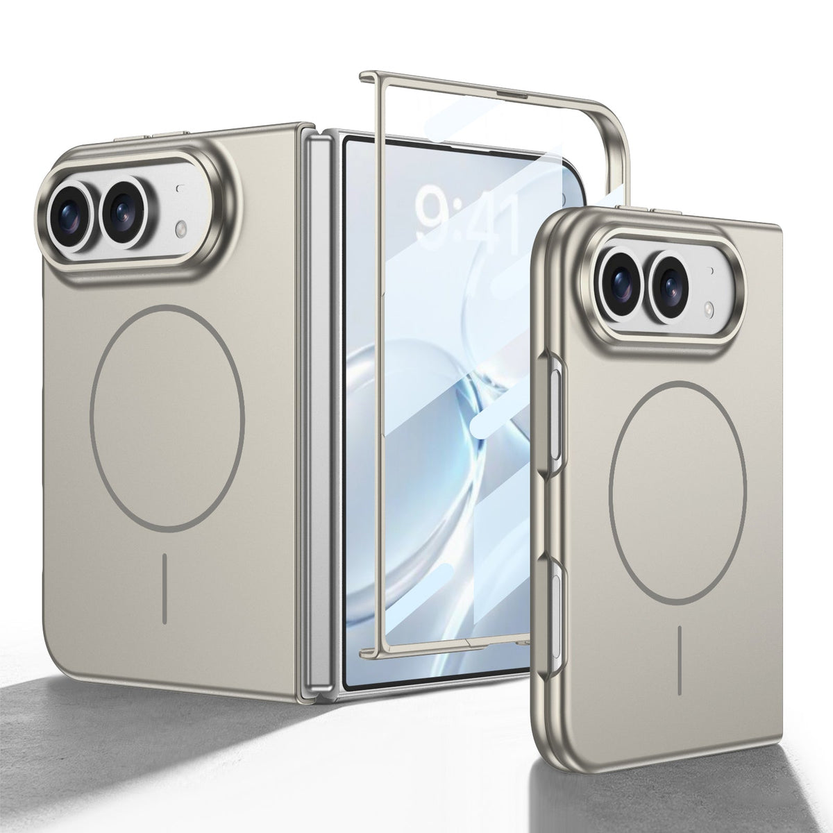 iPhone Duo | Slim Full‑Coverage Phone Case Built-in Tempered Glass Film & Magnetic Ring