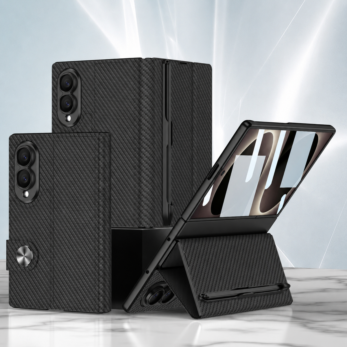 Luxurious Leather Phone Cover With Screen Protector & Pen-slot & Stylus For Galaxy Z Fold8 Wide Ultra