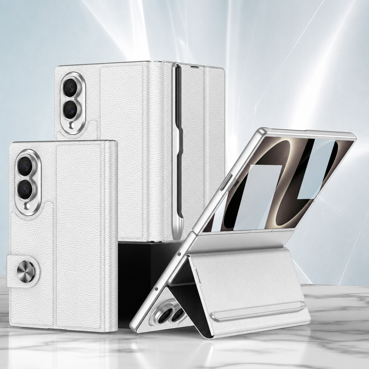 Luxurious Leather Phone Cover With Screen Protector & Pen-slot & Stylus For Galaxy Z Fold8 Wide Ultra