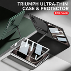 Business-style Bracket Magnetic Hinge Phone Case With Back Screen Film For Galaxy Z Fold8 Ultra Wide