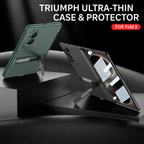 Business-style Bracket Magnetic Hinge Phone Case With Back Screen Film For Galaxy Z Fold8 Ultra Wide