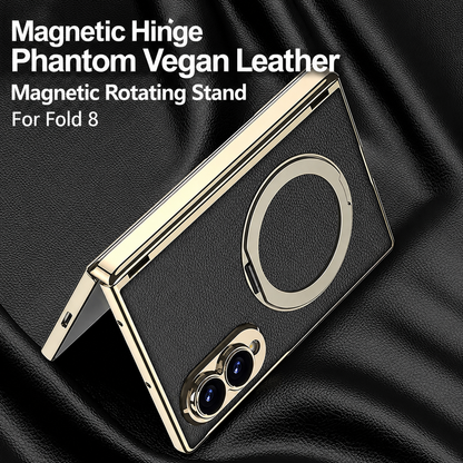 Luxurious Leather Golden Plating Phone Case with Built-In Tempered Glass & Magnetic Bracket For  Galaxy Z Fold8 Wide Ultra
