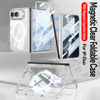 iPhone Duo - Magnetic Hinge Protection Clear Cover Built-in Tempered Glass Film & Magnetic Stylus