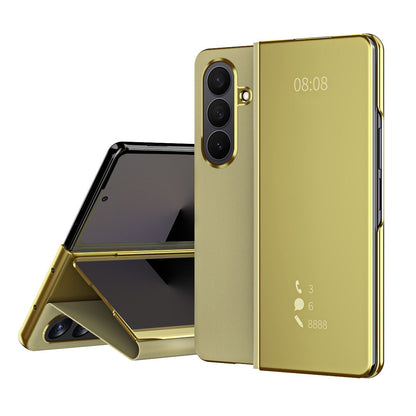 Smart Mirror Clear View Flip Case Luxury Magnetic Leather Kickstand Shockproof Cover For Galaxy Z Fold 7/6/5/4/3