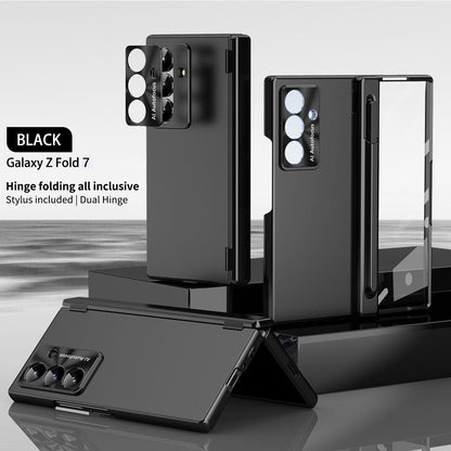 Electroplated Folding Case For Galaxy Z Fold 7/6/5/4/3 With Double Hinge Protector and Free Stylus