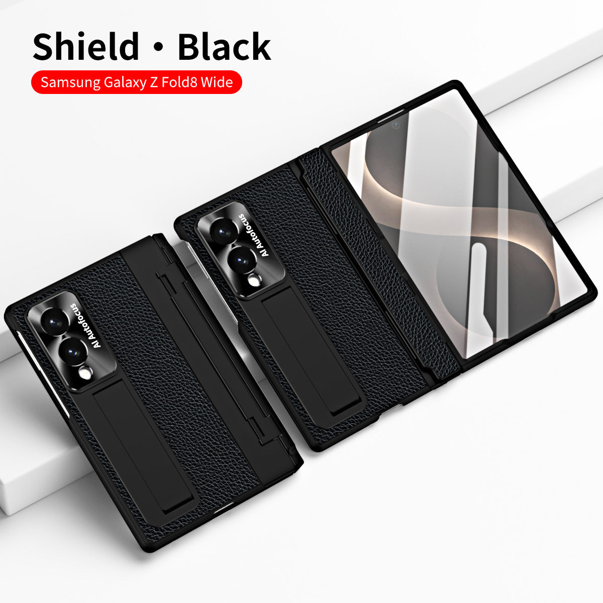 Luxury Leather Magnetic Bracket Shell Electroplated Phone Case With Screen Protector For Galaxy Z Fold8 Wide Ultra