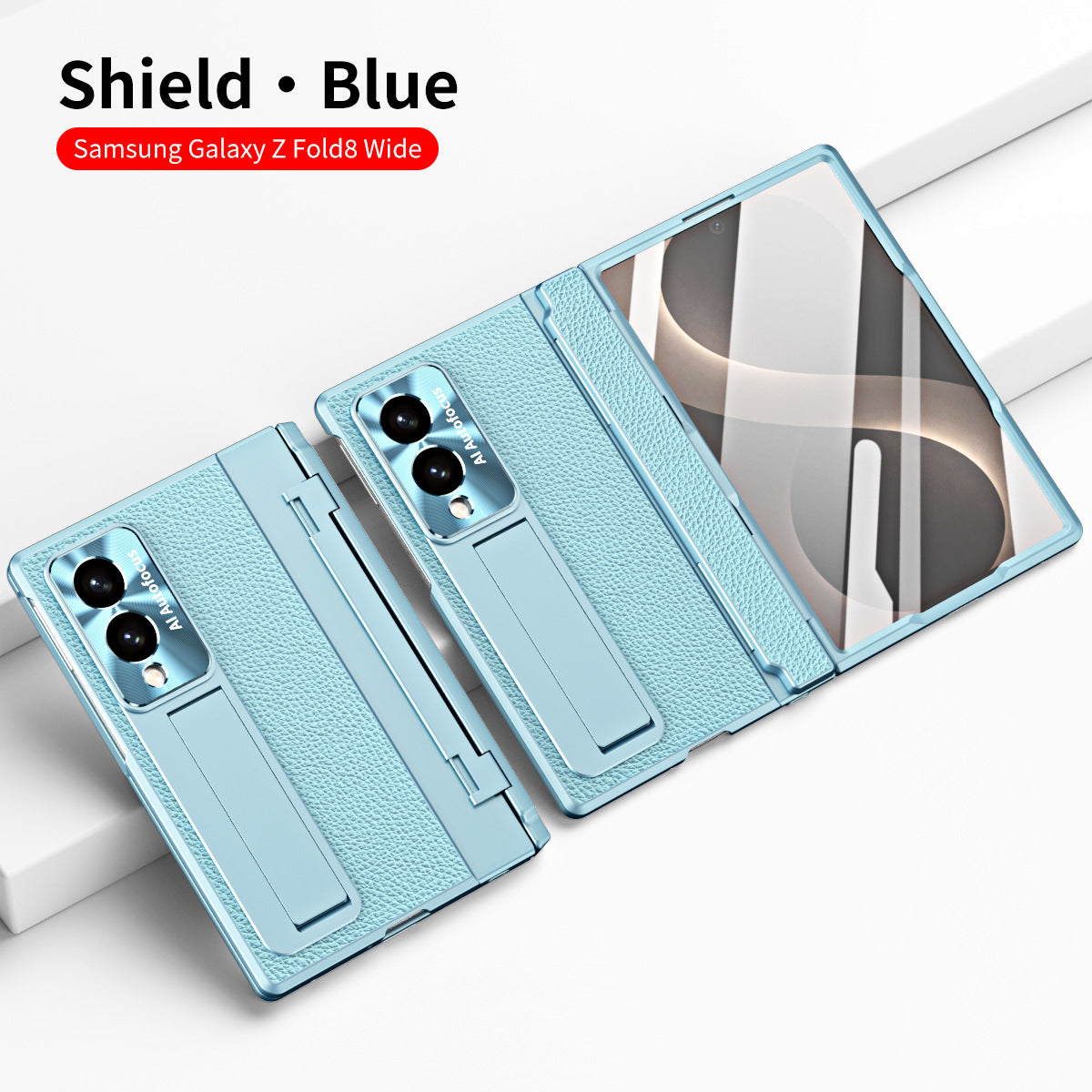 Luxury Leather Magnetic Bracket Shell Electroplated Phone Case With Screen Protector For Galaxy Z Fold8 Wide Ultra