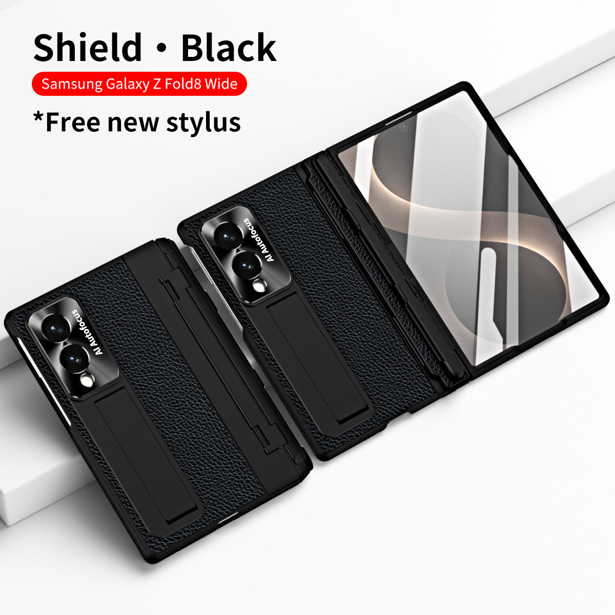 Luxury Leather Magnetic Bracket Shell Electroplated Phone Case With Screen Protector For Galaxy Z Fold8 Wide Ultra