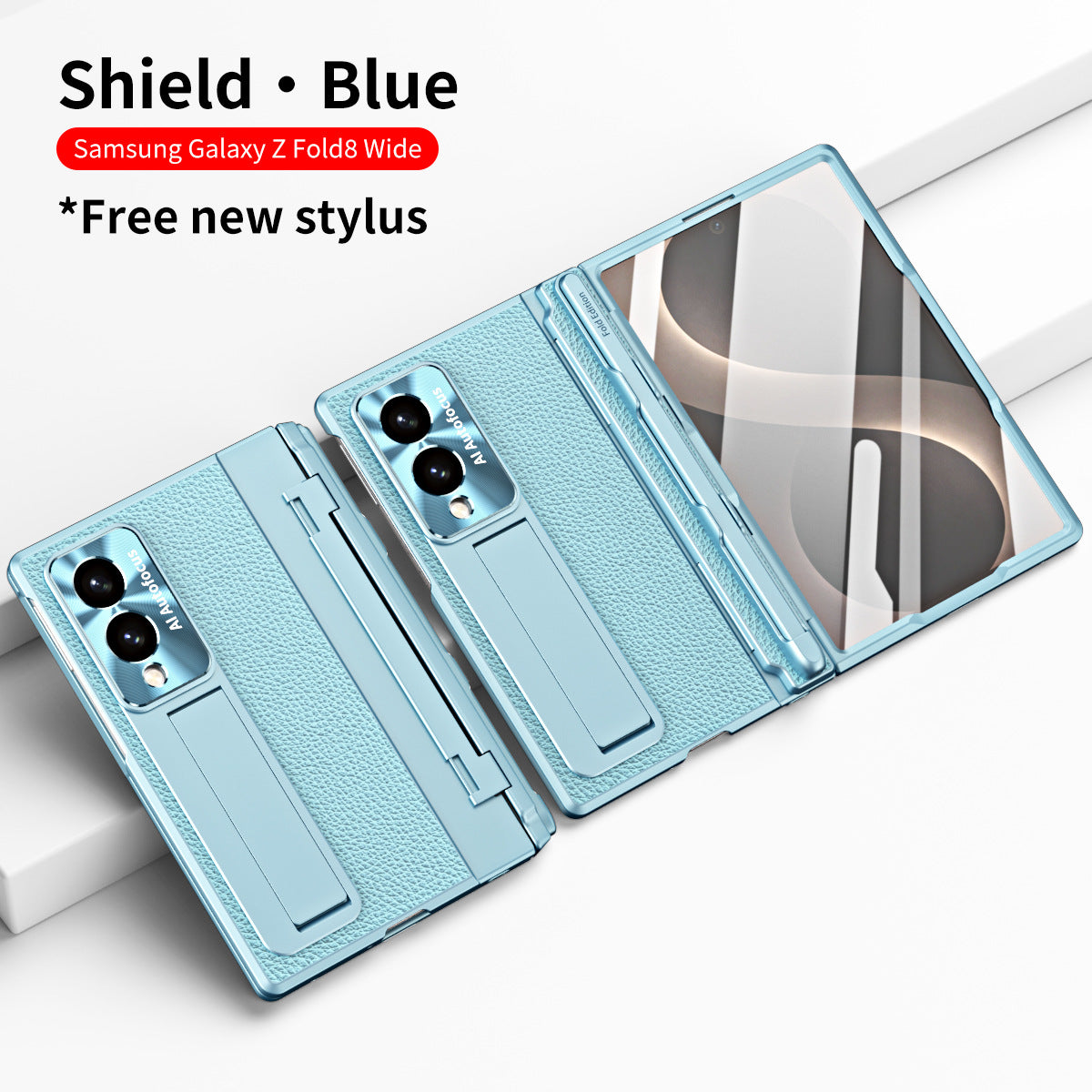 Luxury Leather Magnetic Bracket Shell Electroplated Phone Case With Screen Protector For Galaxy Z Fold8 Wide Ultra