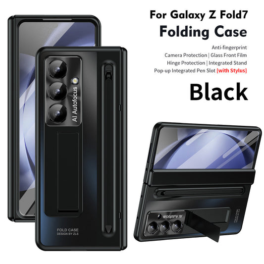 Armor Electroplated Anti-fall Protective Phone Case With Pen Tray Shell and Film For Galaxy Z Fold 7/6/5/4