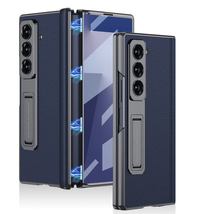 Magnetic Hinge Hidden Bracket All-included Leather Case With Back Screen Protector For Galaxy Z Fold 7/6/5