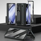 Leather Golden Electroplated Phone Case With Back Screen Glass and Stylus For Galaxy Z Fold8 Wide Ultra