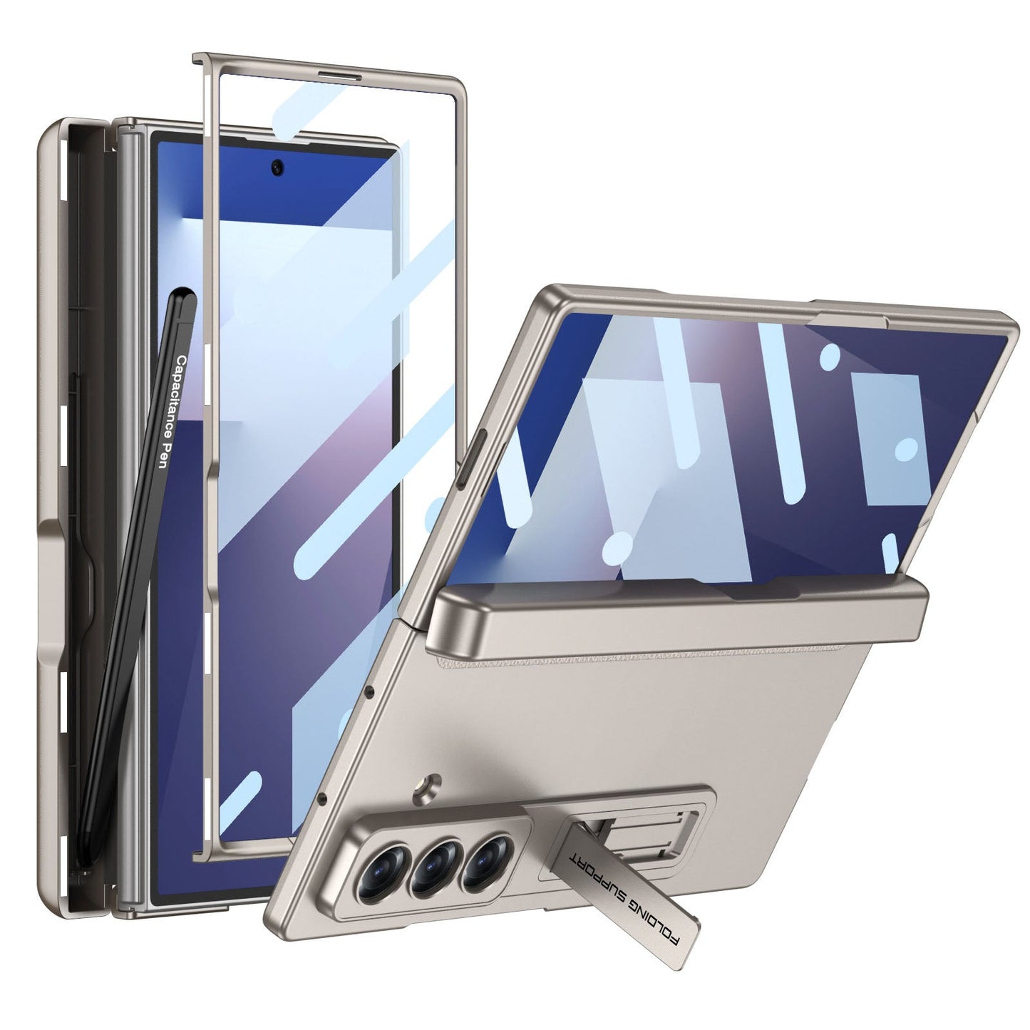 Magnetic Hinge Pen Box Protective Phone Case With Back Screen Glass For Galaxy Z Fold 7/6/5/4/3