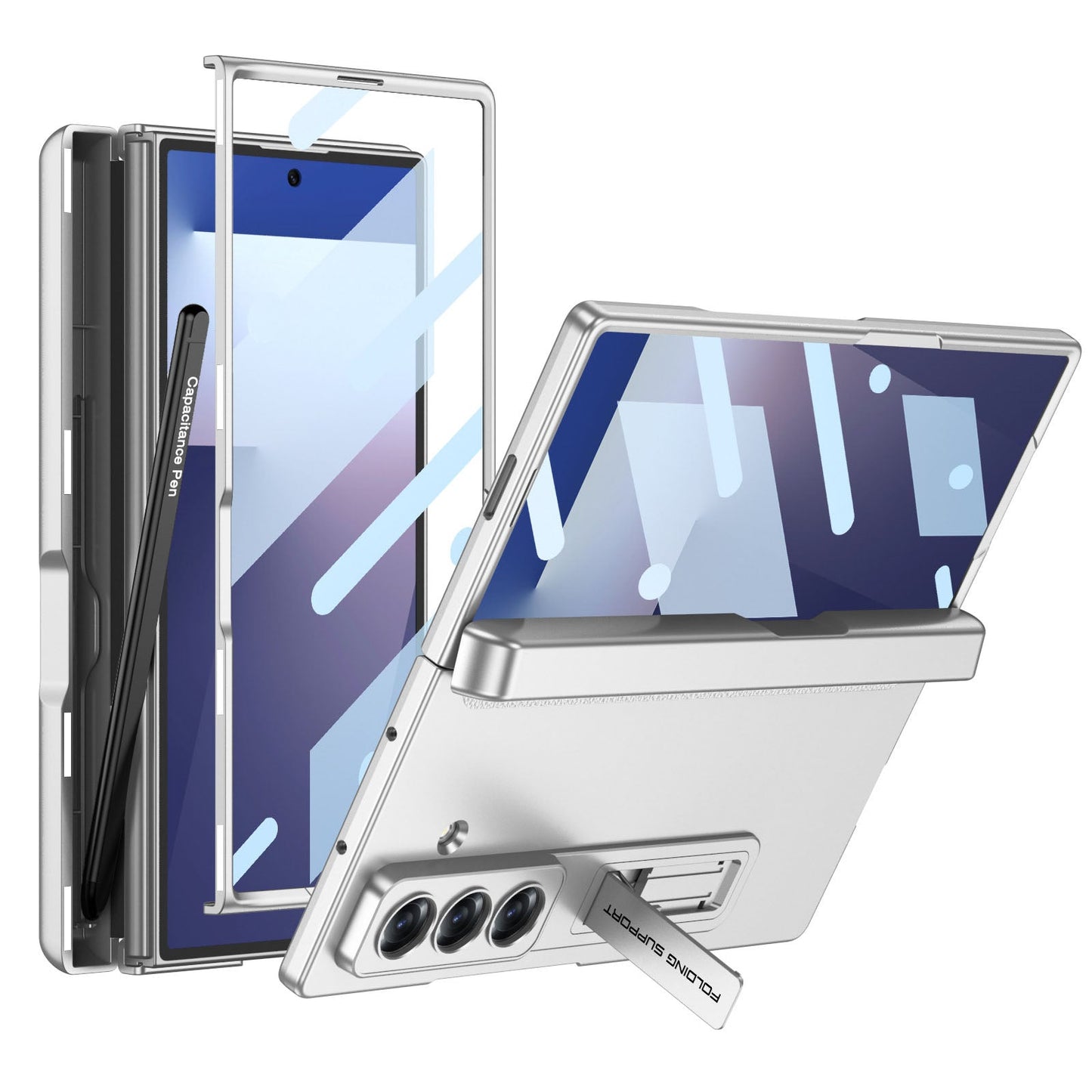 Magnetic Hinge Pen Box Protective Phone Case With Back Screen Glass For Galaxy Z Fold 7/6/5/4/3