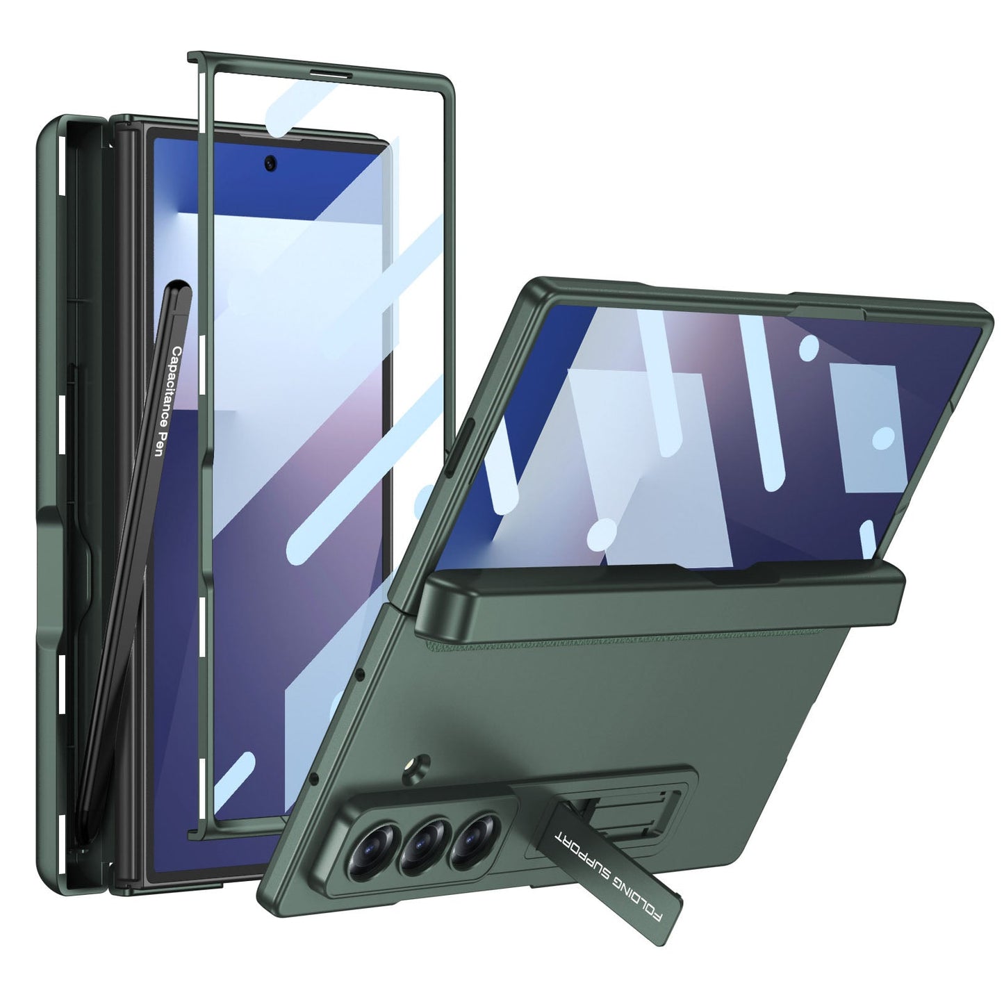 Magnetic Hinge Pen Box Protective Phone Case With Back Screen Glass For Galaxy Z Fold 7/6/5/4/3