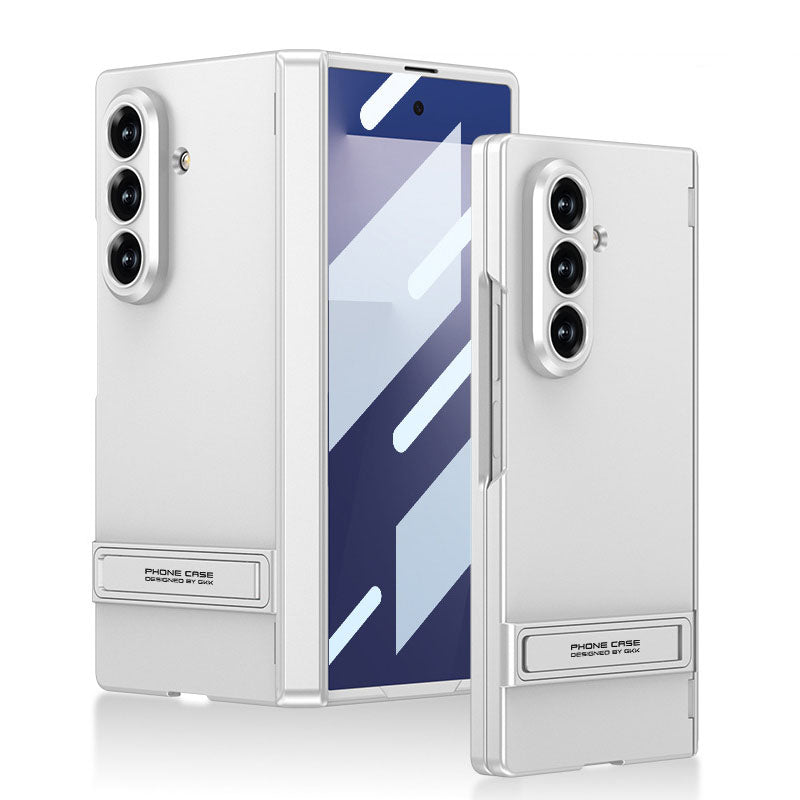 Business-style Bracket Magnetic Hinge Phone Case With Back Screen Film For Galaxy Z Fold8 Ultra Wide
