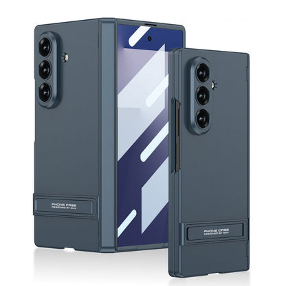 Business-style Bracket Magnetic Hinge Phone Case With Back Screen Film For Galaxy Z Fold8 Ultra Wide